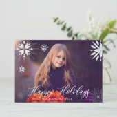 Silver Snowflake Sparkle Foto Vakantie Kaart (Staand voorkant)