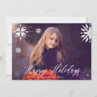 Silver Snowflake Sparkle Foto Vakantie Kaart
