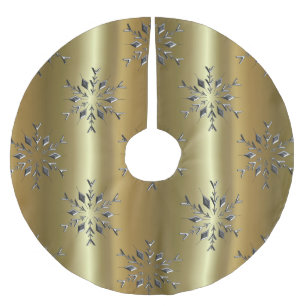 Silver Snowflake Stars op Gold Kerstboom Rok
