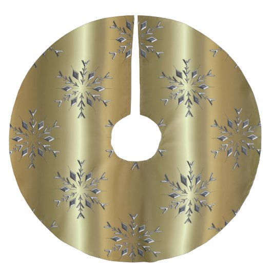 Silver Snowflake Stars op Gold Kerstboom Rok (Voorkant)