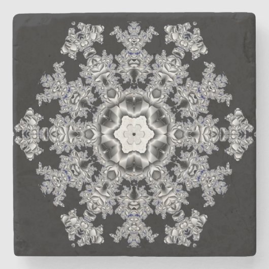 Silver Snowflake Stenen Onderzetter (Voorkant)