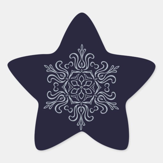 Silver Snowflake Ster Sticker (Voorkant)