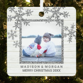 Silver Snowflake Stylish Double Sided Photo Metalen Ornament