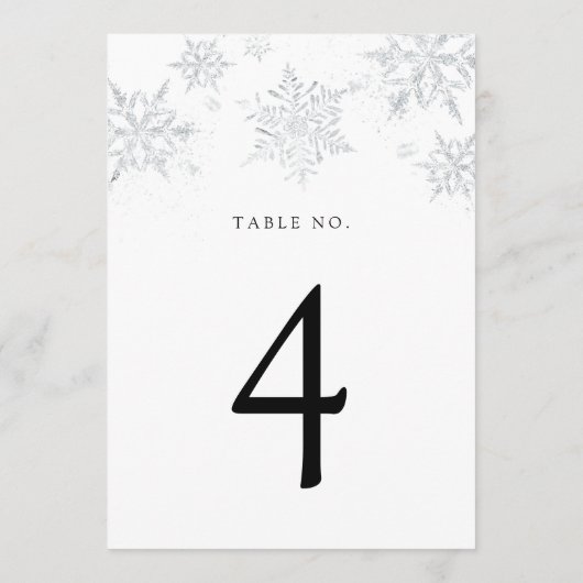 Silver Snowflake Table Number Programmakaart (Achterkant)