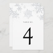 Silver Snowflake Table Number Programmakaart (Voorkant / Achterkant)
