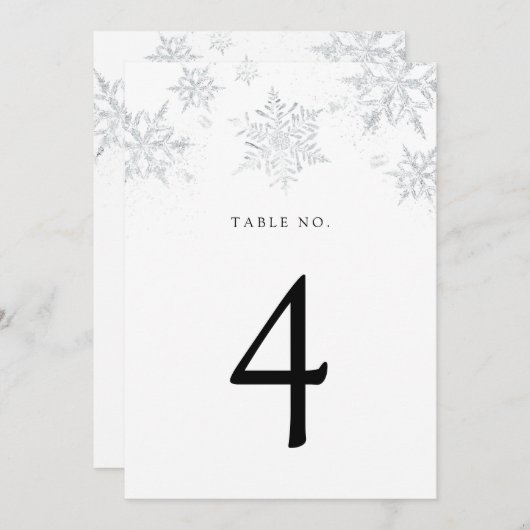 Silver Snowflake Table Number Programmakaart (Voorkant / Achterkant)