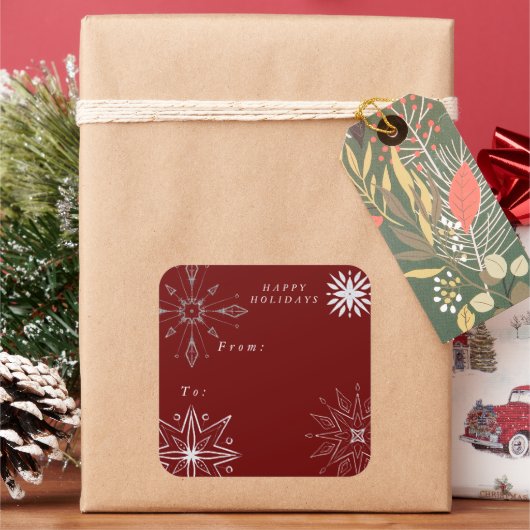 Silver Snowflake Vakantie Vierkante Sticker (Feestdagen)