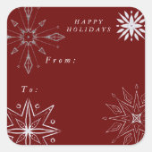 Silver Snowflake Vakantie Vierkante Sticker (Voorkant)