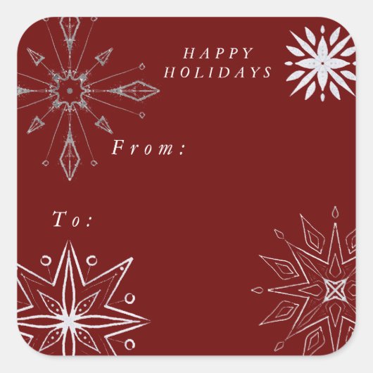 Silver Snowflake Vakantie Vierkante Sticker (Voorkant)