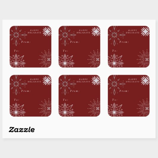 Silver Snowflake Vakantie Vierkante Sticker (Vel)