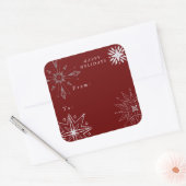 Silver Snowflake Vakantie Vierkante Sticker (Envelop)
