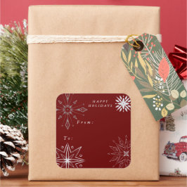 Silver Snowflake Vakantie Vierkante Sticker