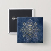 Silver Snowflake Vierkante Button 5,1 Cm (Voorkant /achterkant)