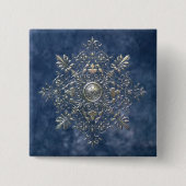 Silver Snowflake Vierkante Button 5,1 Cm (Voorkant)