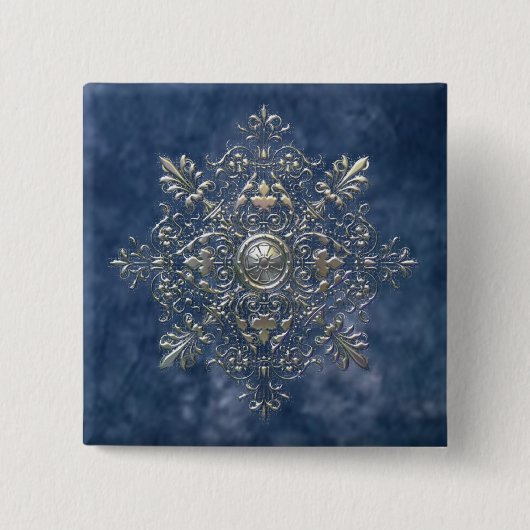 Silver Snowflake Vierkante Button 5,1 Cm (Voorkant)