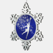 Silver Snowflake Volleyball Player on Blue Tin Sneeuwvlok Ornament (Rechts)