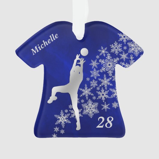 Silver Snowflake Volleyball Player Ornament (voorkant)