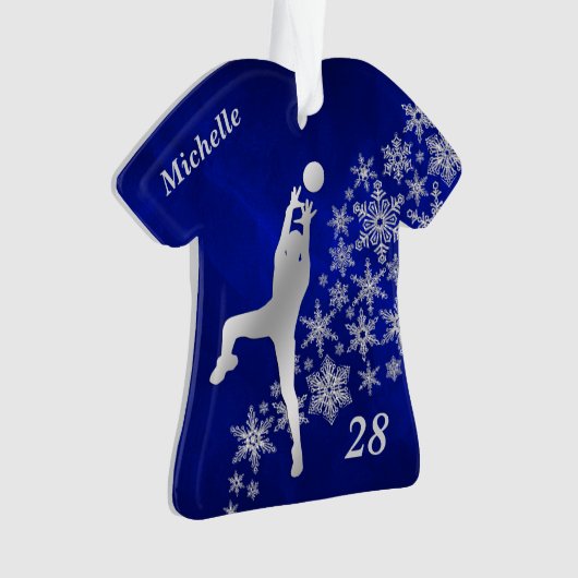 Silver Snowflake Volleyball Player Ornament (voorkant)