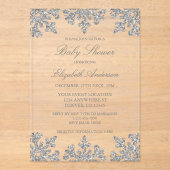 Silver Snowflake Winter Baby shower Acryl Uitnodigingen (Voorkant)