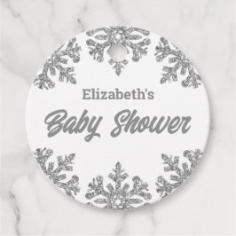 Silver Snowflake Winter Baby shower Bedankjes Labels