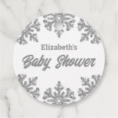 Silver Snowflake Winter Baby shower Bedankjes Labels (Achterkant)