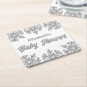 Silver Snowflake Winter Baby shower Kartonnen Onderzetters (Schuin)