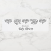 Silver Snowflake Winter Baby shower Waterfles Etiket (Enkel label)