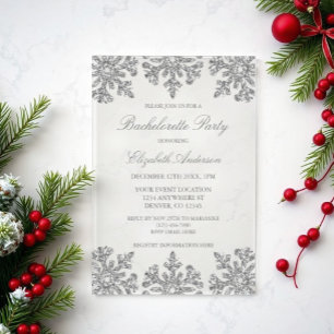 Silver Snowflake Winter Bachelorette Party Acryl Uitnodigingen