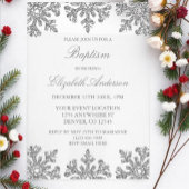 Silver Snowflake Winter Baptisme Acryl Uitnodigingen