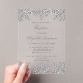 Silver Snowflake Winter Baptisme Acryl Uitnodigingen (Insitu (Draagbaar))