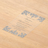 Silver Snowflake Winter Baptisme Acryl Uitnodigingen (Laagn)