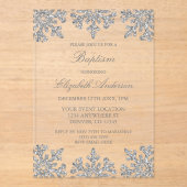 Silver Snowflake Winter Baptisme Acryl Uitnodigingen (Voorkant)