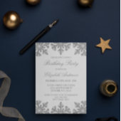 Silver Snowflake Winter Birthday Party Kaart