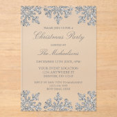 Silver Snowflake Winter Christmas Party Acryl Uitnodigingen (Voorkant)