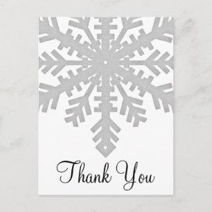 Silver Snowflake Winter Dank u Briefkaarten
