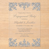 Silver Snowflake Winter Engagement Party Acryl Uitnodigingen (Voorkant)