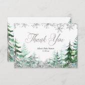 Silver Snowflake Winter Forest Bedankt (Voorkant / Achterkant)