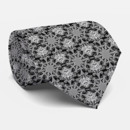 Silver Snowflake Winter Holiday Black Abstract Stropdas