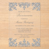 Silver Snowflake Winter Quinceanera Acryl Uitnodigingen (Voorkant)