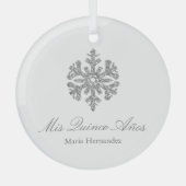 Silver Snowflake Winter Quinceanera Glas Ornament (Voorkant)