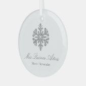 Silver Snowflake Winter Quinceanera Glas Ornament (Voorkant links)