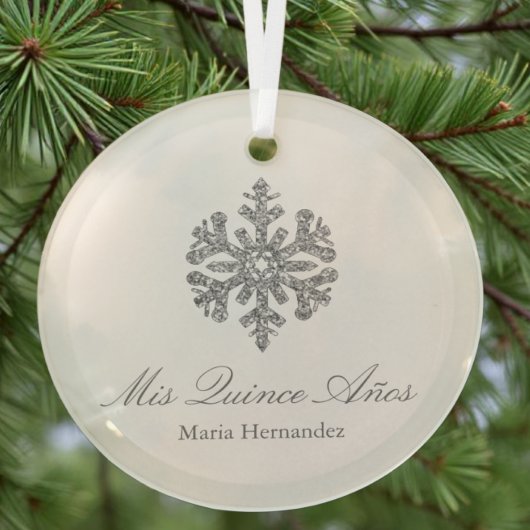 Silver Snowflake Winter Quinceanera Glas Ornament