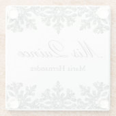 Silver Snowflake Winter Quinceanera Glazen Onderzetter (Achterkant)
