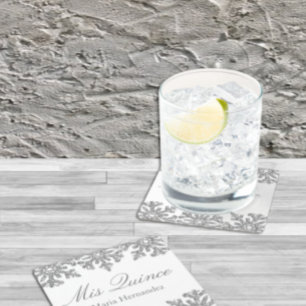 Silver Snowflake Winter Quinceanera Kartonnen Onderzetters