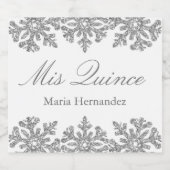 Silver Snowflake Winter Quinceanera Likeurfles Etiket (Enkel label)