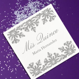 Silver Snowflake Winter Quinceanera Servet