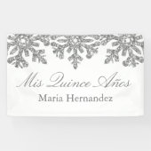 Silver Snowflake Winter Quinceanera Spandoek (Horizontaal)