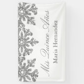 Silver Snowflake Winter Quinceanera Spandoek (Verticaal)