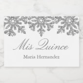 Silver Snowflake Winter Quinceanera Sparkling Wijnetiket (Enkel label)
