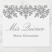 Silver Snowflake Winter Quinceanera Sparkling Wijnetiket (Enkel label)